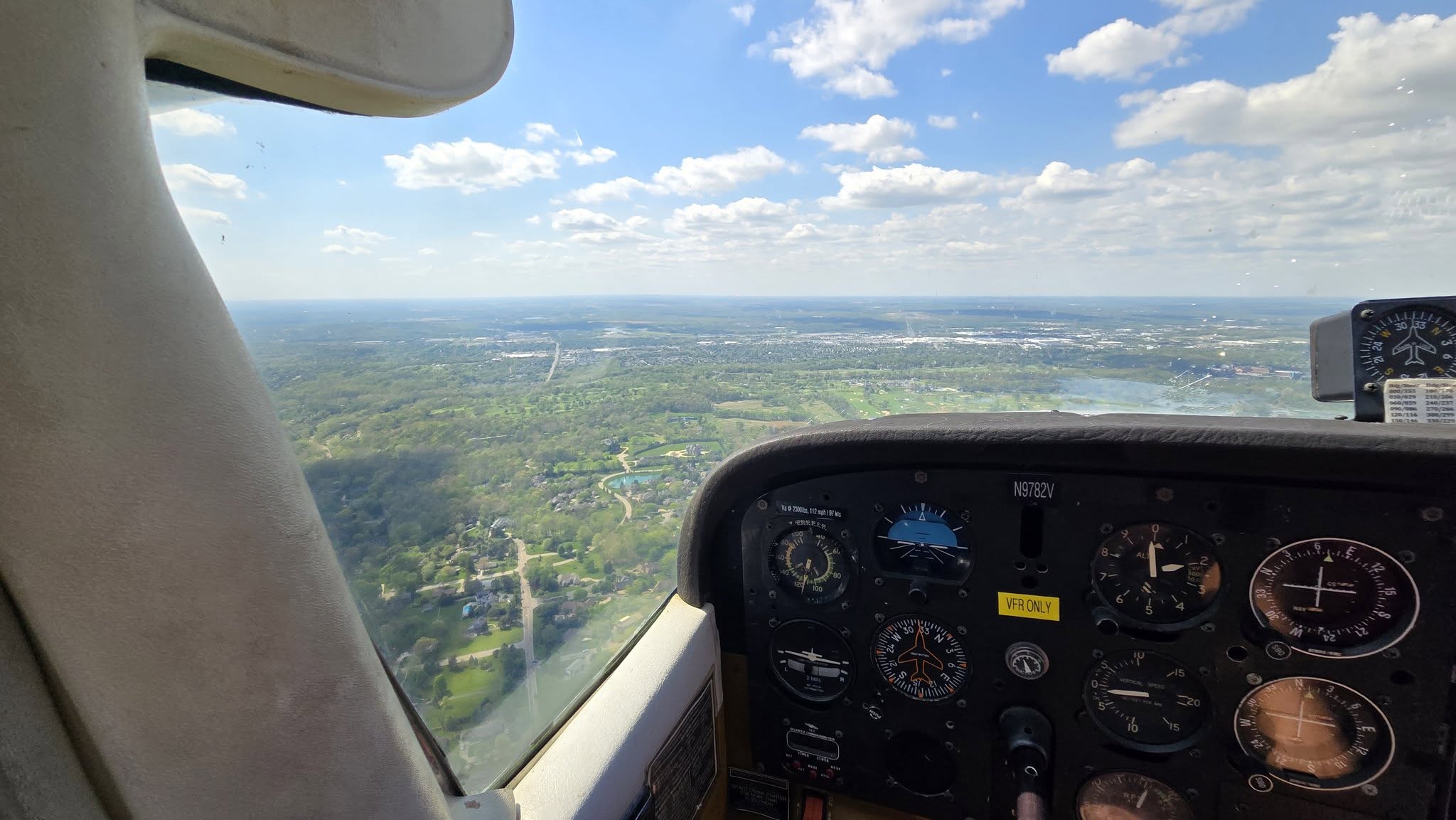 Aircraft cockpit instruments during Dayton Aviation Services flight training